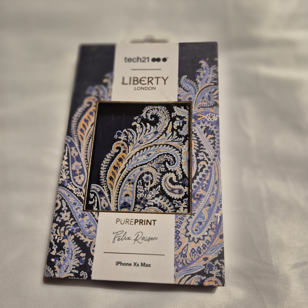 tech21 Liberty London iPhone Xs Max Case - Blue and Gold Paisley